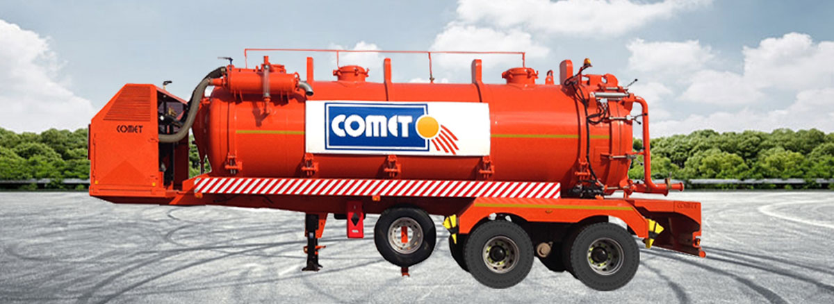 La semi-remorque citerne aspiratrice COMET, d’une capacité de 20 000 L, est destinée au transport de boue de divers provenances, elle est utilis&e